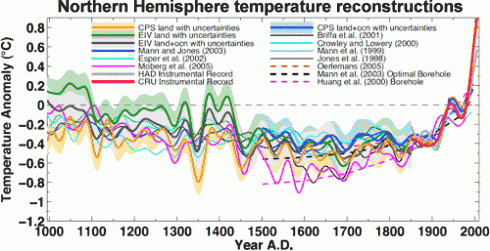 The more recent revision of the 'Hockey Stick' curve (2008)