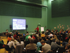 Naresh addresses a Transition event at the Klimaforum