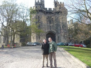 Alexis Rowell and myself in front of Lancaster Castle, now a prison.  Apparently more 'witches' were hung here than anywhere else in Britain (a while ago now though...)